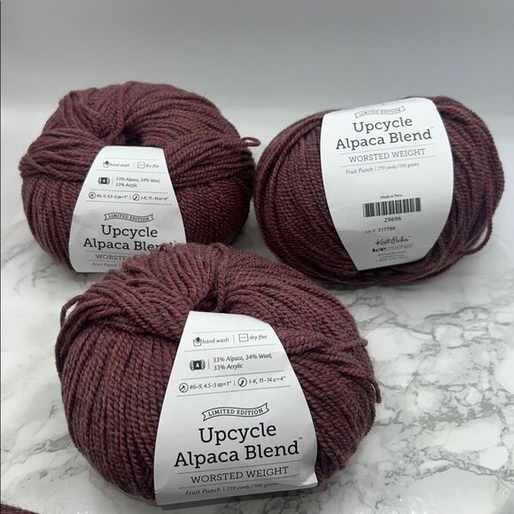 Upcycled Alpaca Blend Other - UPCYCLE ALPACA BLEND Worsted Weight Fruit Punch Yarn- 219 yards each lot of 3